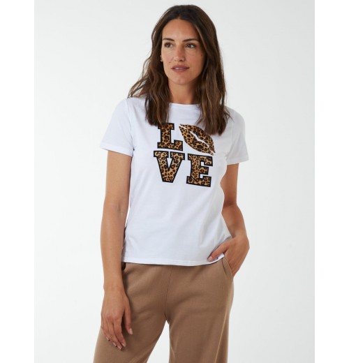 Leopard Print 'Love' Lips T-Shirt Leopard Print 'Love' Lips T-Shirt