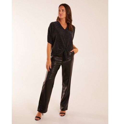Sparkly V Neck Tie Front Top Sparkly V Neck Tie Front Top