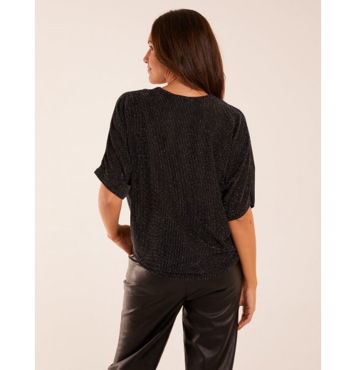 Sparkly V Neck Tie Front Top Sparkly V Neck Tie Front Top