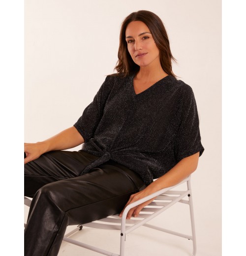 Sparkly V Neck Tie Front Top Sparkly V Neck Tie Front Top