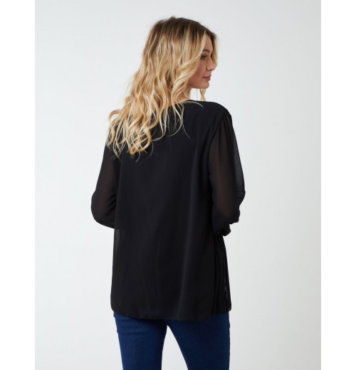 Necklace Pleated Chiffon Top Necklace Pleated Chiffon Top