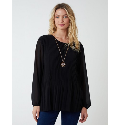 Necklace Pleated Chiffon Top Necklace Pleated Chiffon Top