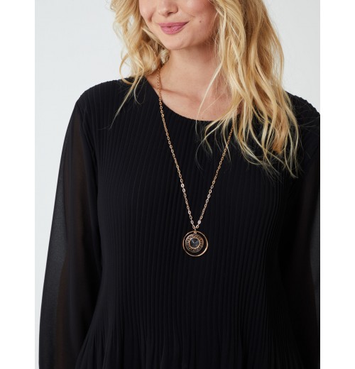 Necklace Pleated Chiffon Top Necklace Pleated Chiffon Top