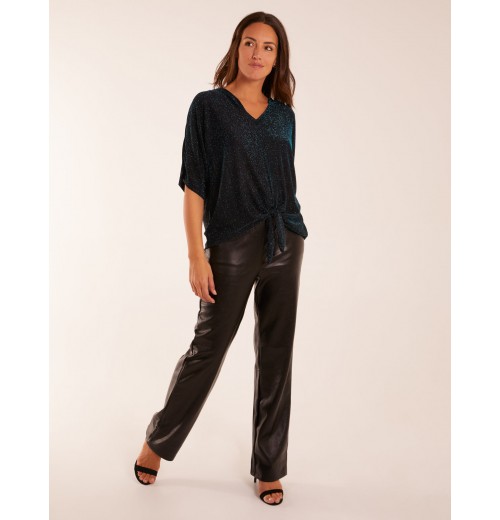 Sparkly V Neck Tie Front Top Sparkly V Neck Tie Front Top