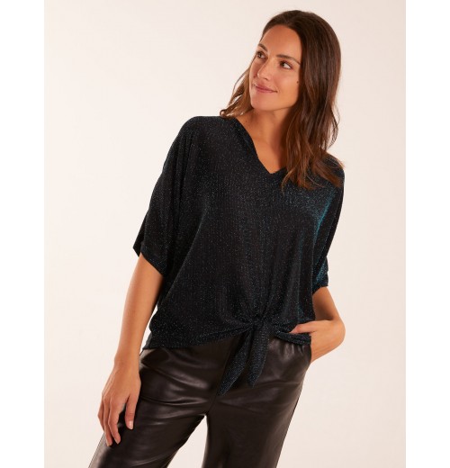 Sparkly V Neck Tie Front Top Sparkly V Neck Tie Front Top