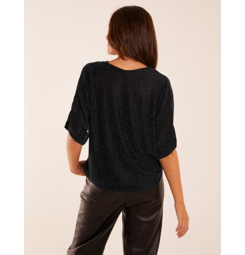 Sparkly V Neck Tie Front Top Sparkly V Neck Tie Front Top