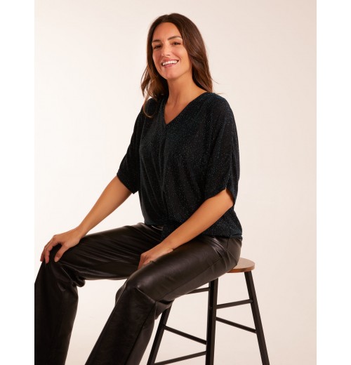 Sparkly V Neck Tie Front Top Sparkly V Neck Tie Front Top