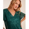 Angel Sleeve V Neck Sequin Top Angel Sleeve V Neck Sequin Top