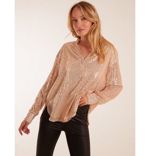 Grandad Collar Sequin Shirt Grandad Collar Sequin Shirt