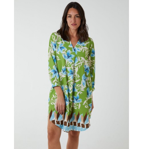 Floral Border Print V Neck Tunic Dress Floral Border Print V Neck Tunic Dress