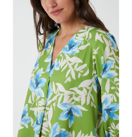 Floral Border Print V Neck Tunic Dress Floral Border Print V Neck Tunic Dress