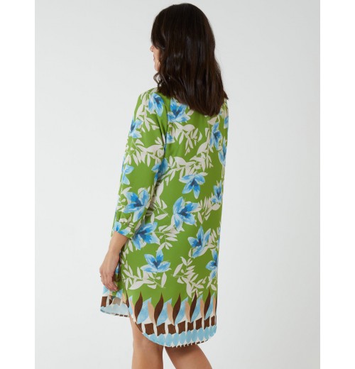 Floral Border Print V Neck Tunic Dress Floral Border Print V Neck Tunic Dress