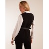 Rib Knit Vest With Blouse With Belt Rib Knit Vest With Blouse With Belt