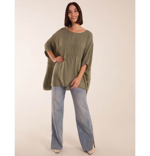 Oversized Satin Hem Top Oversized Satin Hem Top