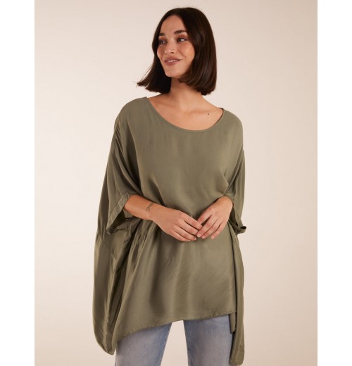 Oversized Satin Hem Top Oversized Satin Hem Top