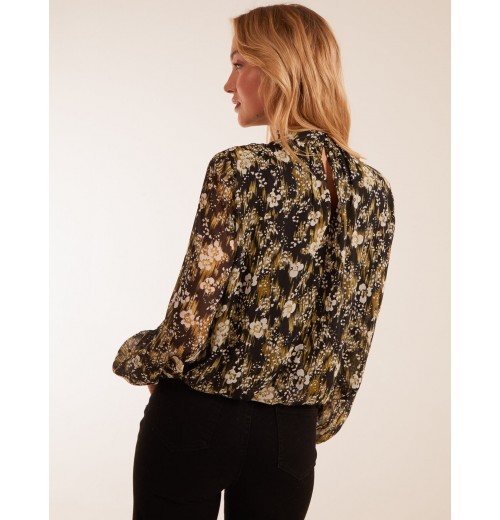 Leopard Bubble Hem High Neck Top Leopard Bubble Hem High Neck Top