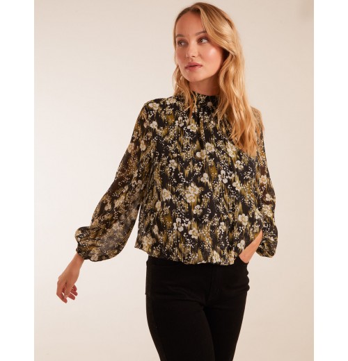 Leopard Bubble Hem High Neck Top Leopard Bubble Hem High Neck Top