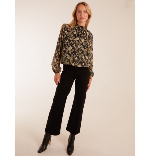 Leopard Bubble Hem High Neck Top Leopard Bubble Hem High Neck Top