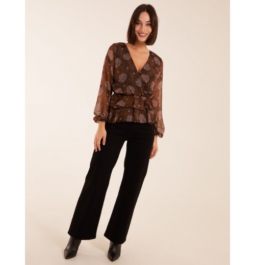 Floral Ruffle Wrap Blouse Floral Ruffle Wrap Blouse