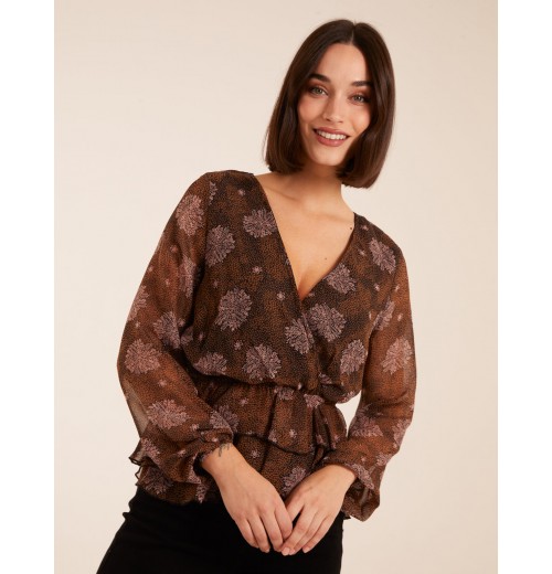 Floral Ruffle Wrap Blouse Floral Ruffle Wrap Blouse