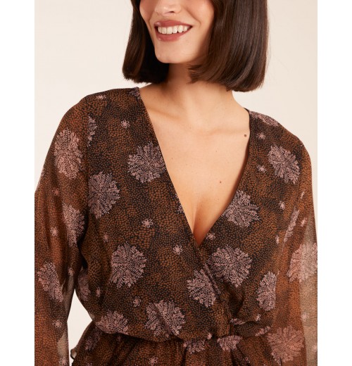 Floral Ruffle Wrap Blouse Floral Ruffle Wrap Blouse