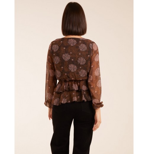 Floral Ruffle Wrap Blouse Floral Ruffle Wrap Blouse